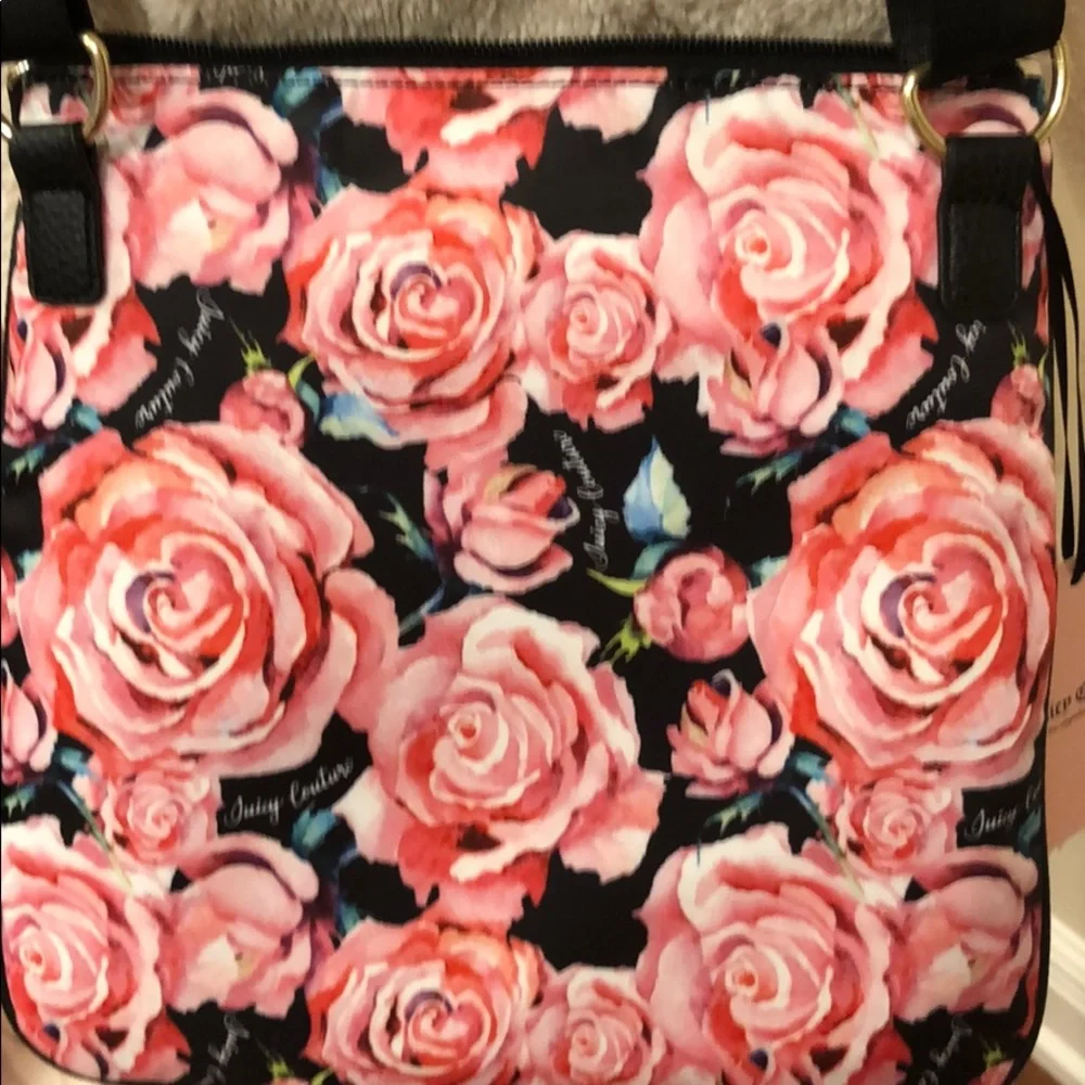 PRICE ⬇️ Juicy Couture Black and Pink Floral Crossbody Bag - Picture 5 of 7